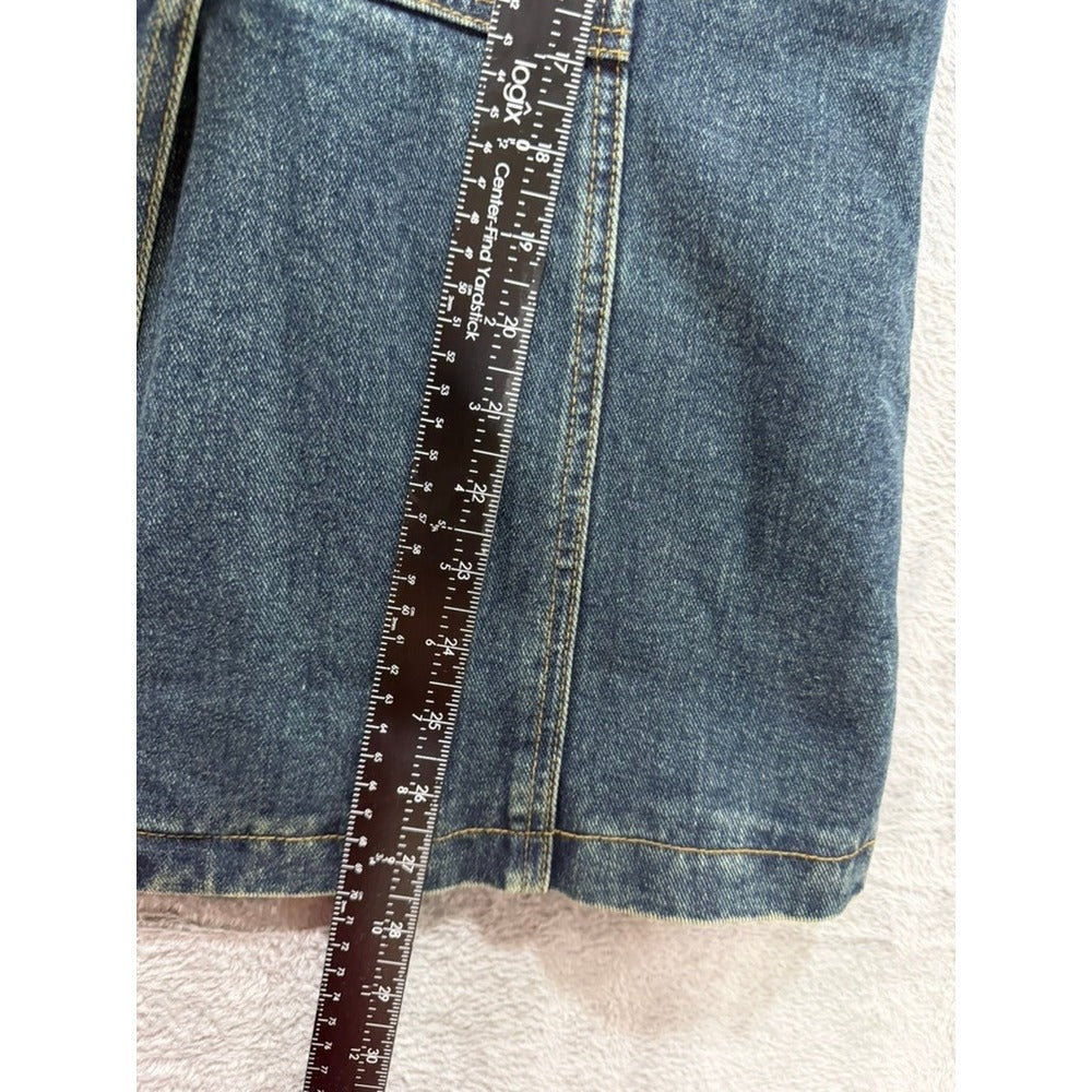 Street Code New York Womens Medium Blue Quilted Lined Denim Jacket Button Up M