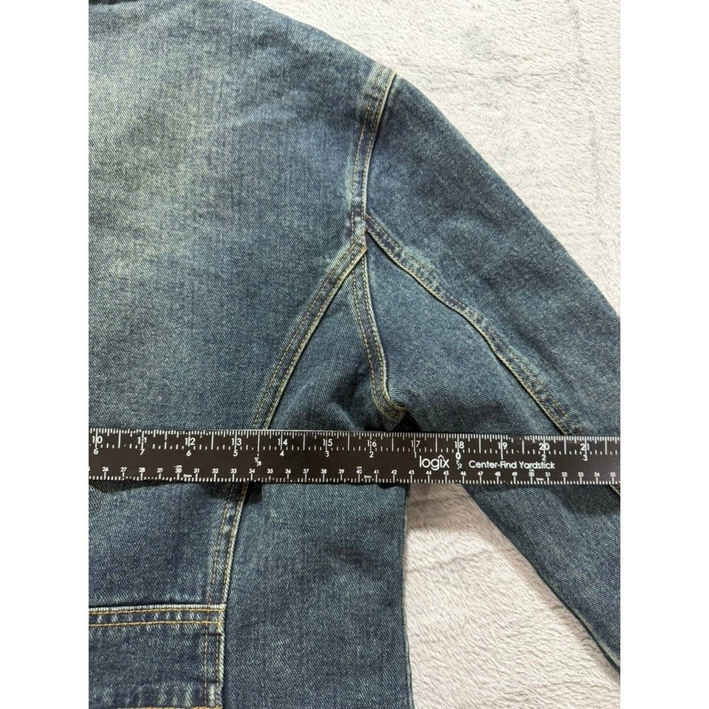 Street Code New York Womens Medium Blue Quilted Lined Denim Jacket Button Up M