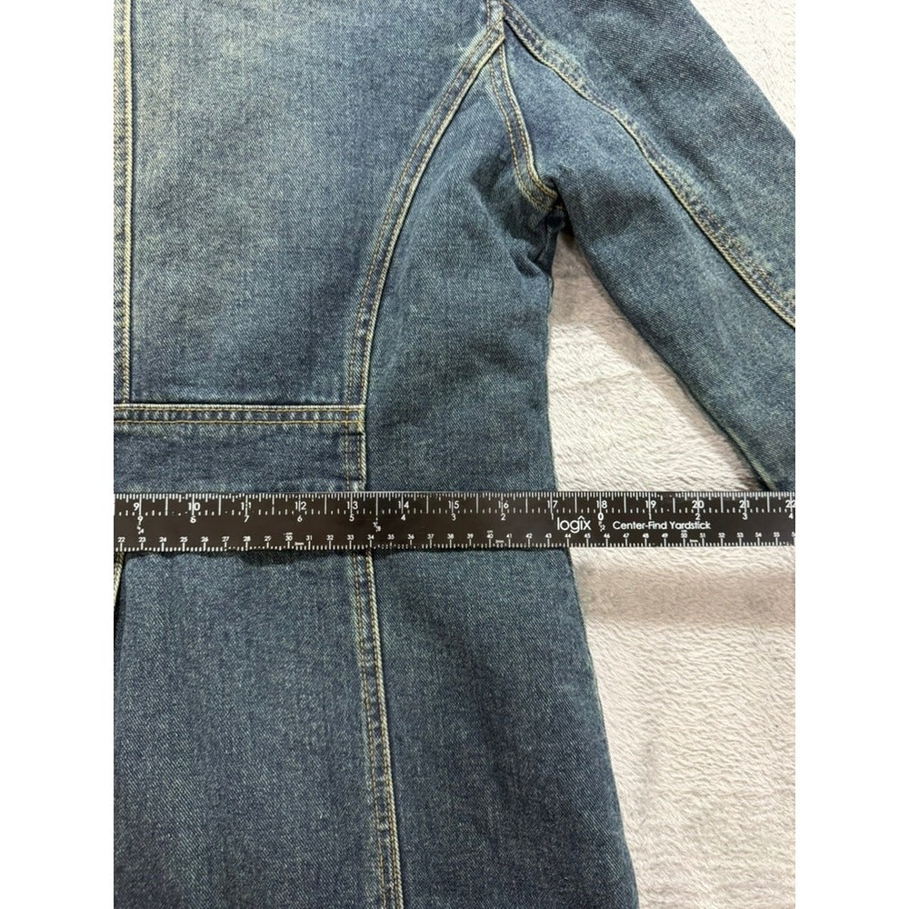 Street Code New York Womens Medium Blue Quilted Lined Denim Jacket Button Up M