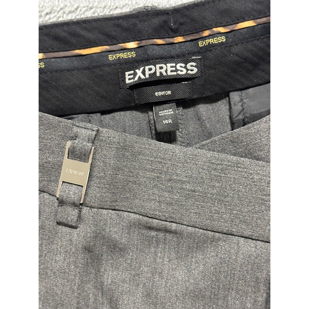 Express 14R Gray Editor Flare Leg Low Rise Pants Womens Professional Vintage
