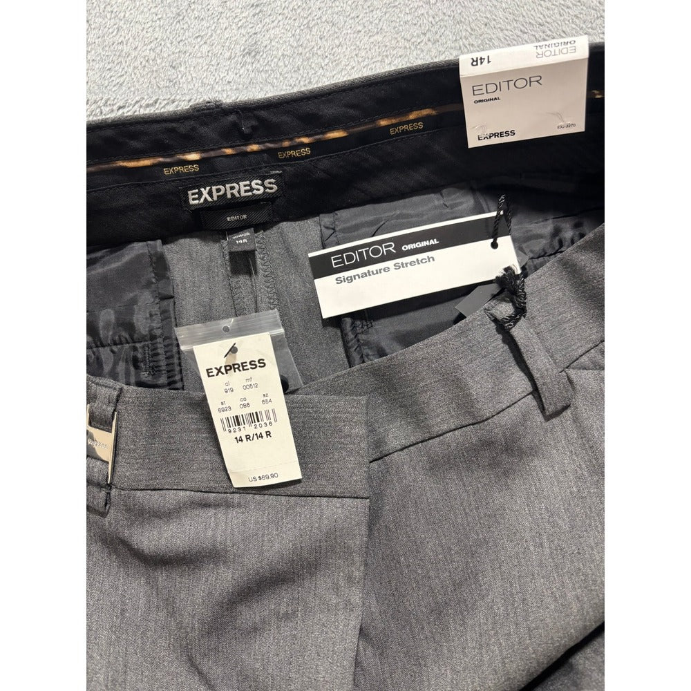 Express 14R Gray Editor Flare Leg Low Rise Pants Womens Professional Vintage