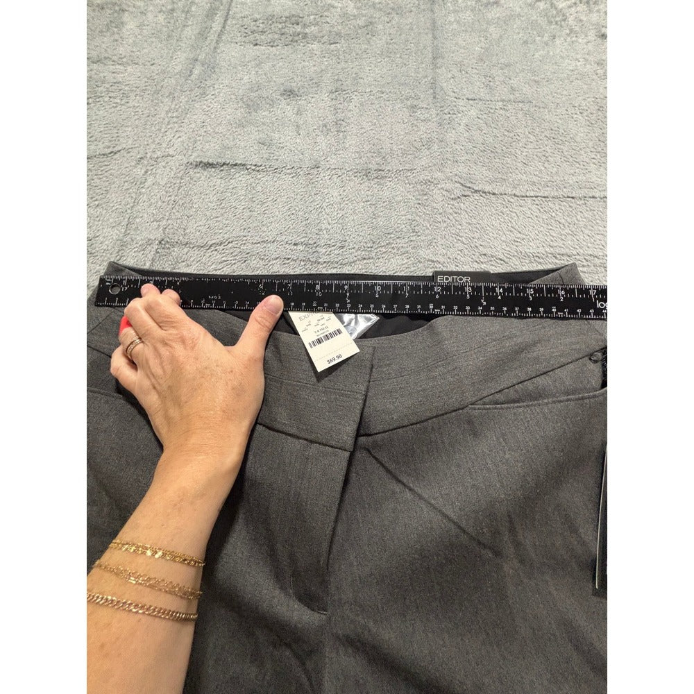 Express 14R Gray Editor Wide Waistband Flare Leg Pants Womens Trousers NWT