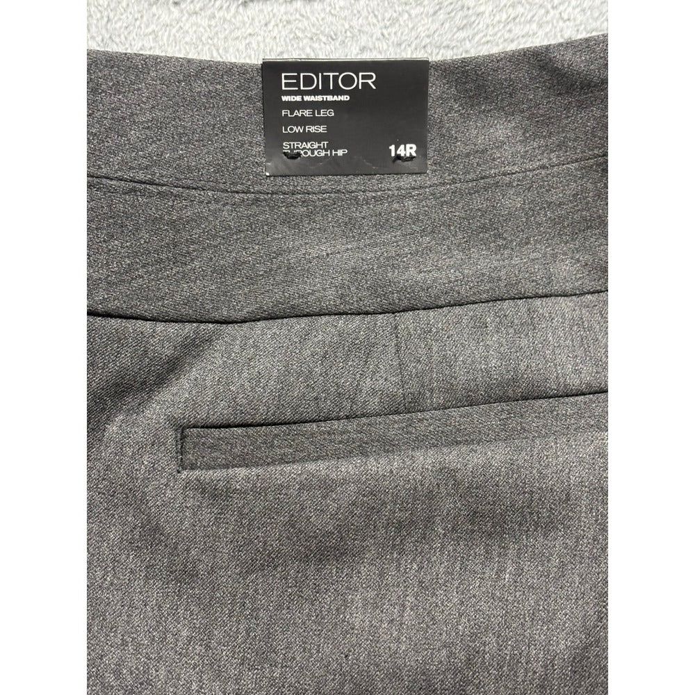 Express 14R Gray Editor Wide Waistband Flare Leg Pants Womens Trousers NWT
