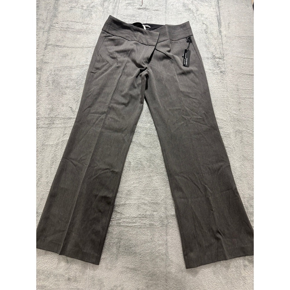Express 14R Gray Editor Wide Waistband Flare Leg Pants Womens Trousers NWT