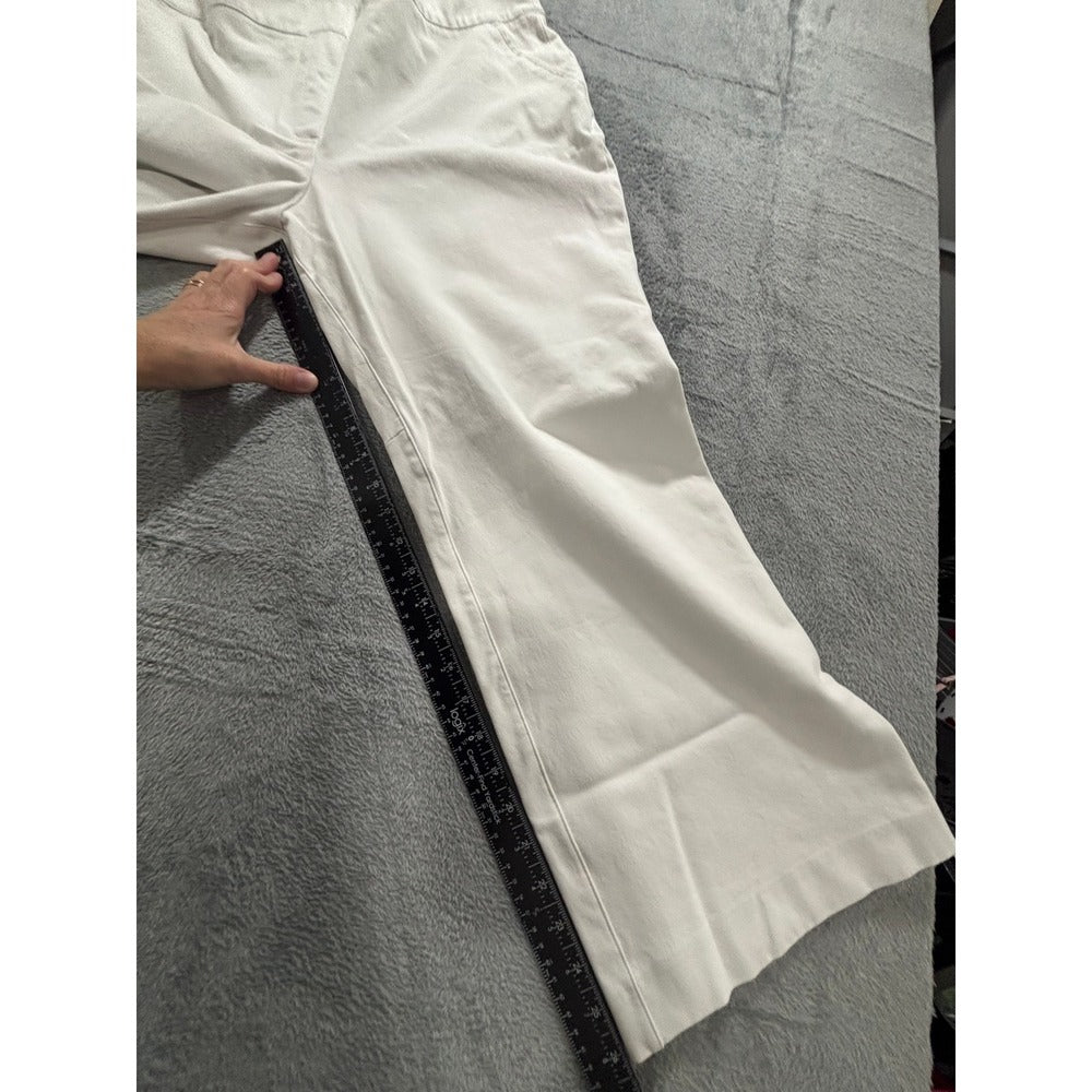Spanx Womens 1X White Wide Leg Crop Pants Casual Preppy Stretch Trousers