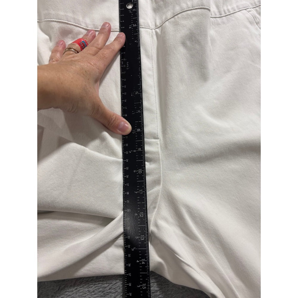 Spanx Womens 1X White Wide Leg Crop Pants Casual Preppy Stretch Trousers