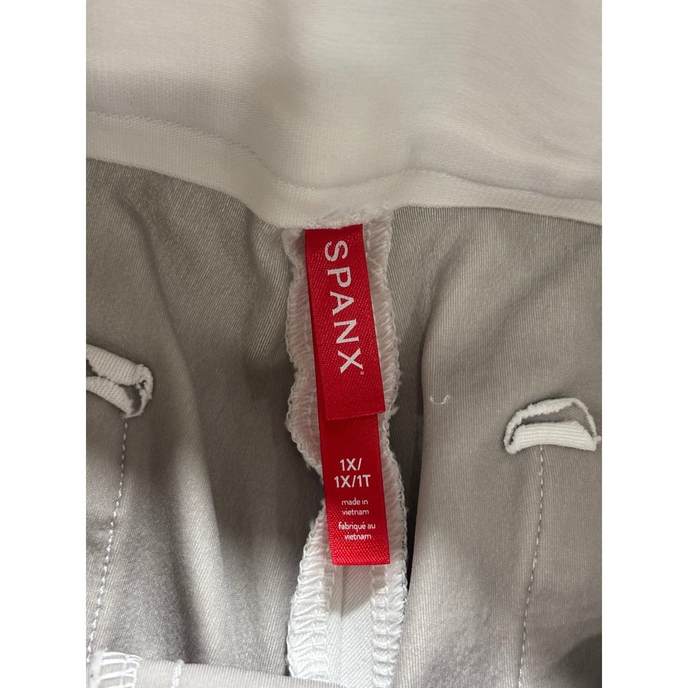 Spanx Womens 1X White Wide Leg Crop Pants Casual Preppy Stretch Trousers
