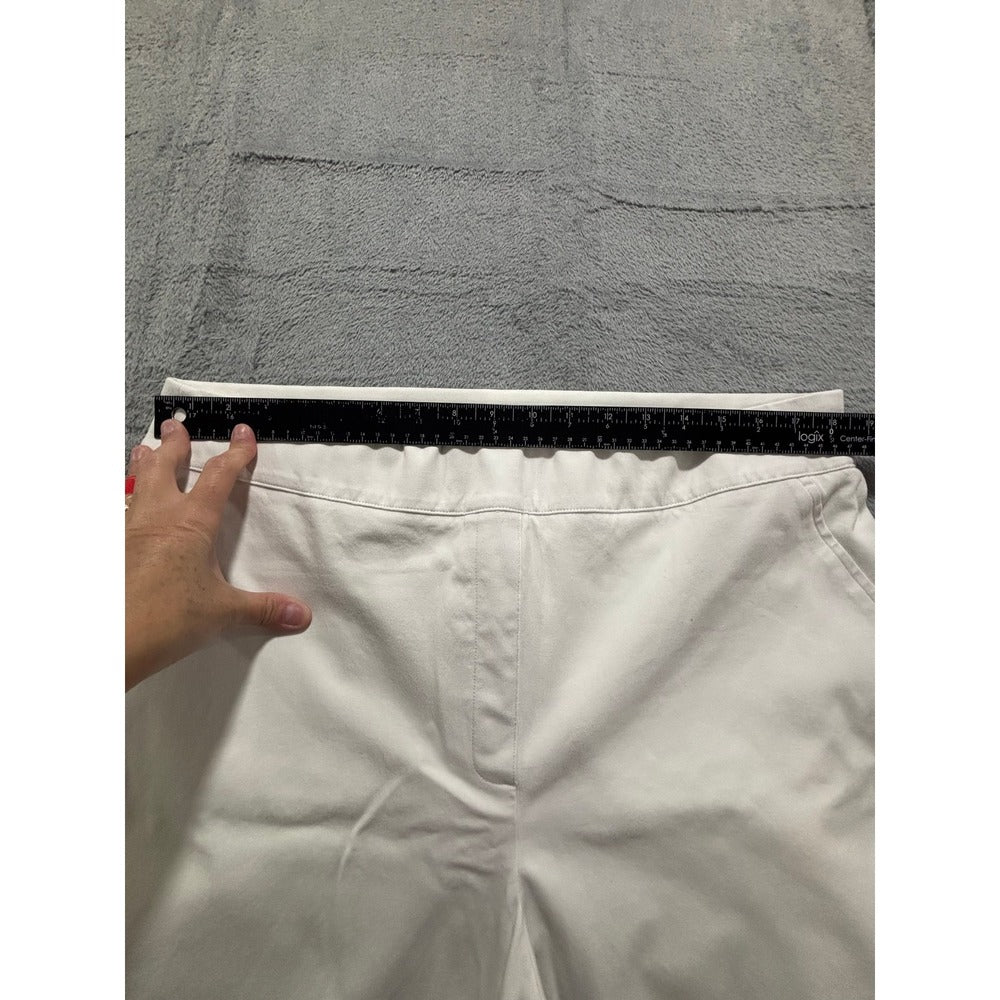 Spanx Womens 1X White Wide Leg Crop Pants Casual Preppy Stretch Trousers