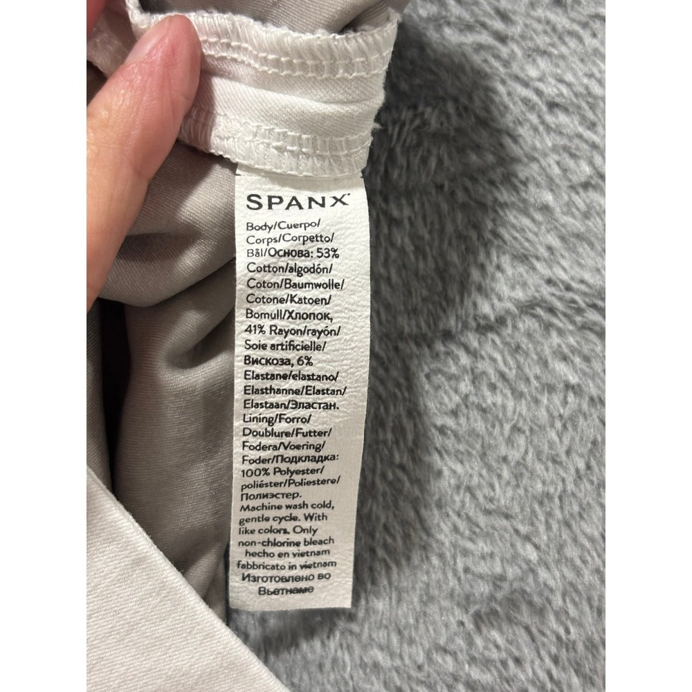 Spanx Womens 1X White Wide Leg Crop Pants Casual Preppy Stretch Trousers