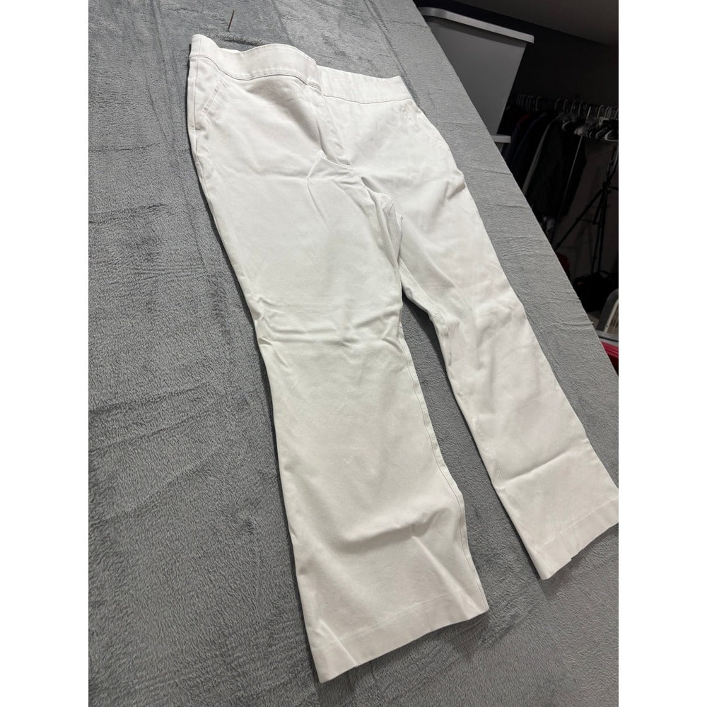 Spanx Womens 1X White Wide Leg Crop Pants Casual Preppy Stretch Trousers