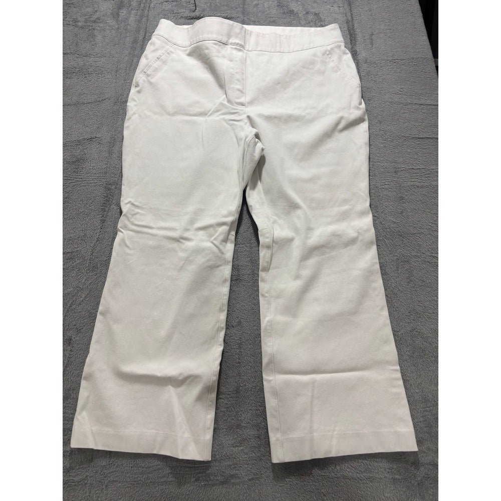 Spanx Womens 1X White Wide Leg Crop Pants Casual Preppy Stretch Trousers