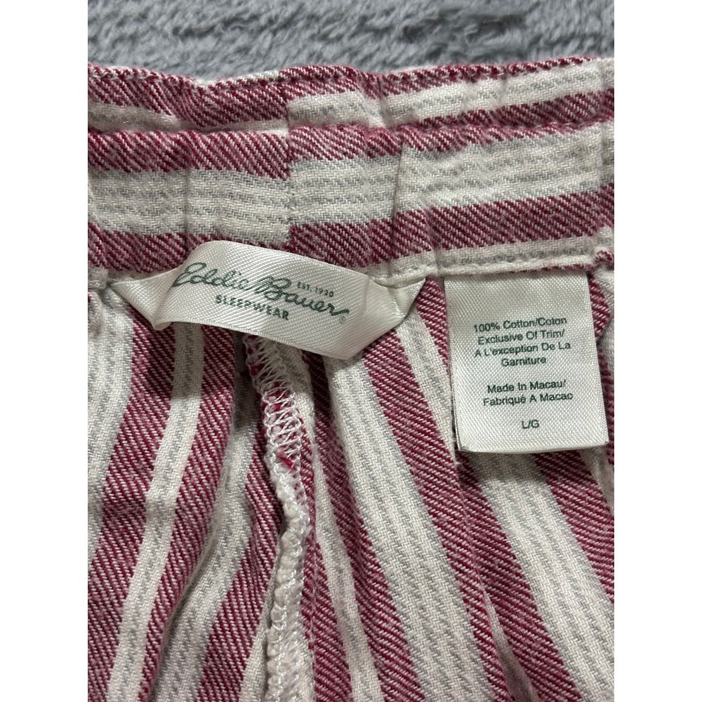 Eddie Bauer L Red Striped Womens Pajama Pants Casual Cozy Loungewear