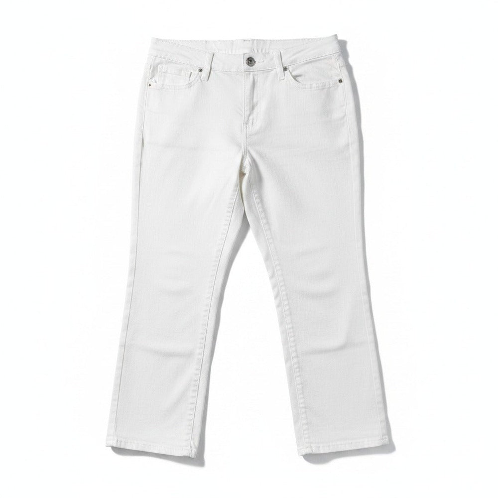 INC 14W White Straight Leg Slim Tech Crop Jeans Womens Casual Minimalist