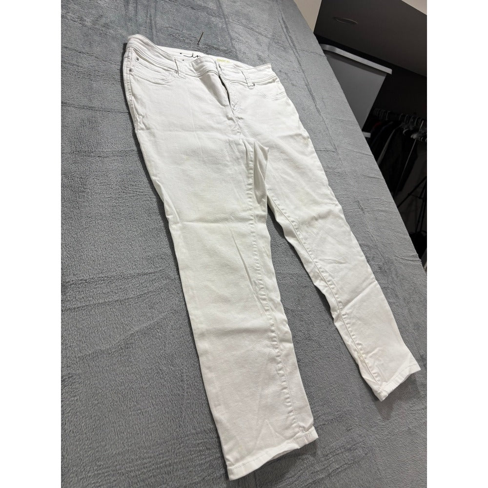 INC 14W White Straight Leg Slim Tech Crop Jeans Womens Casual Minimalist