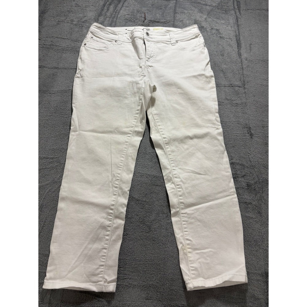 INC 14W White Straight Leg Slim Tech Crop Jeans Womens Casual Minimalist