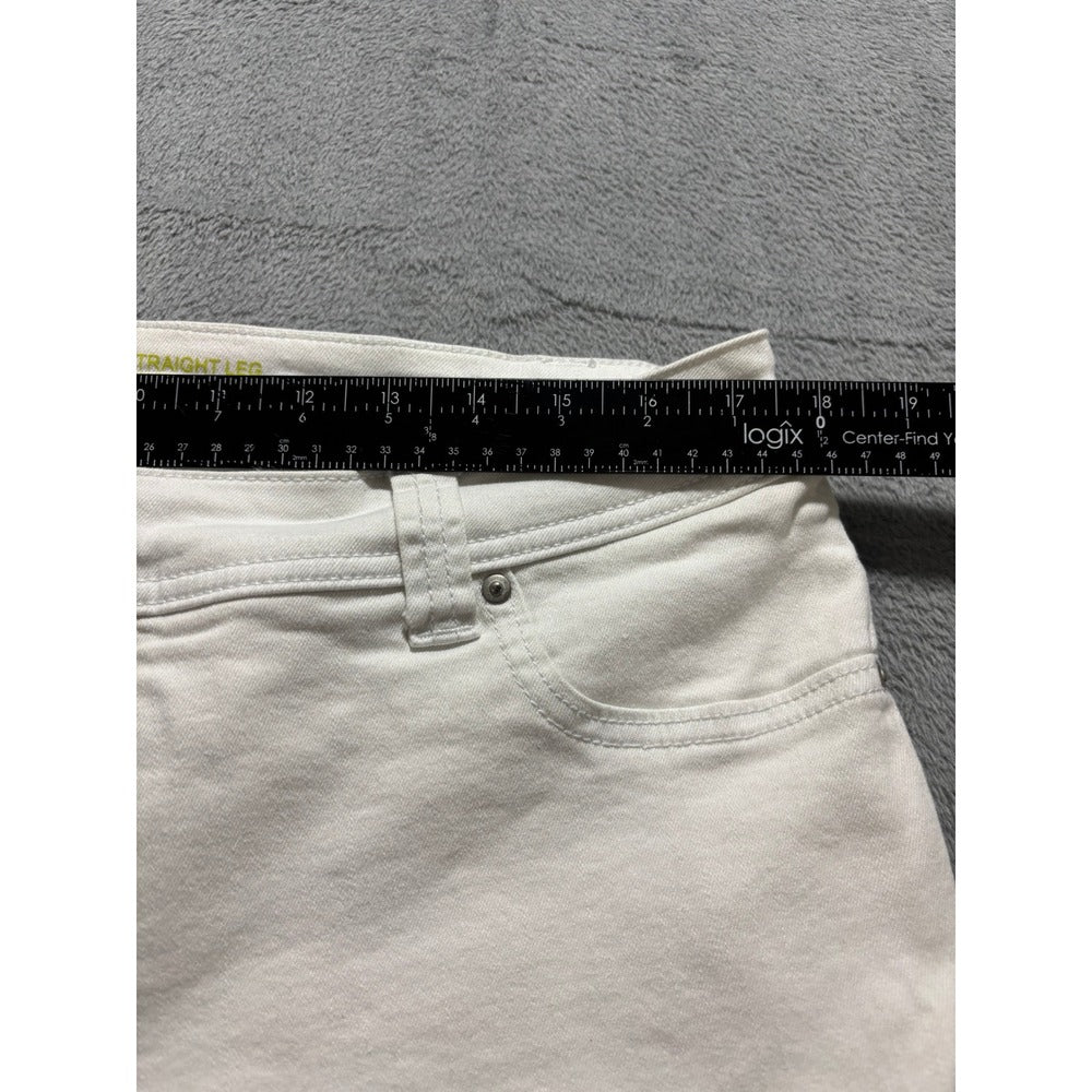 INC 14W White Straight Leg Slim Tech Crop Jeans Womens Casual Minimalist
