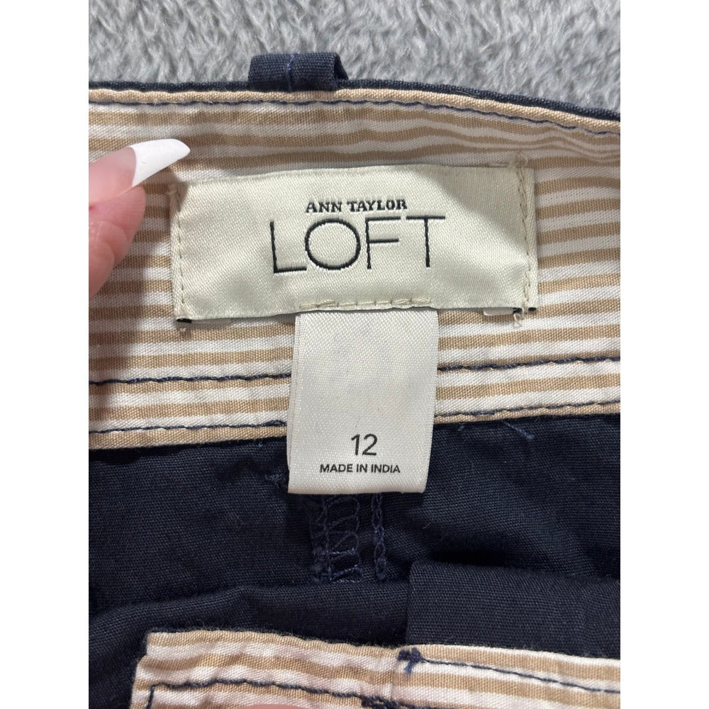 Ann Taylor LOFT 12 Navy Blue Cargo Mini Skirt Womens Casual Utility