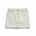 Ann Taylor LOFT 14 White Denim Mini Skirt Raw Hem Womens Casual