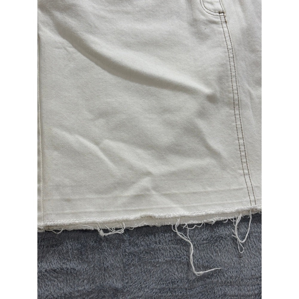 Ann Taylor LOFT 14 White Denim Mini Skirt Raw Hem Womens Casual