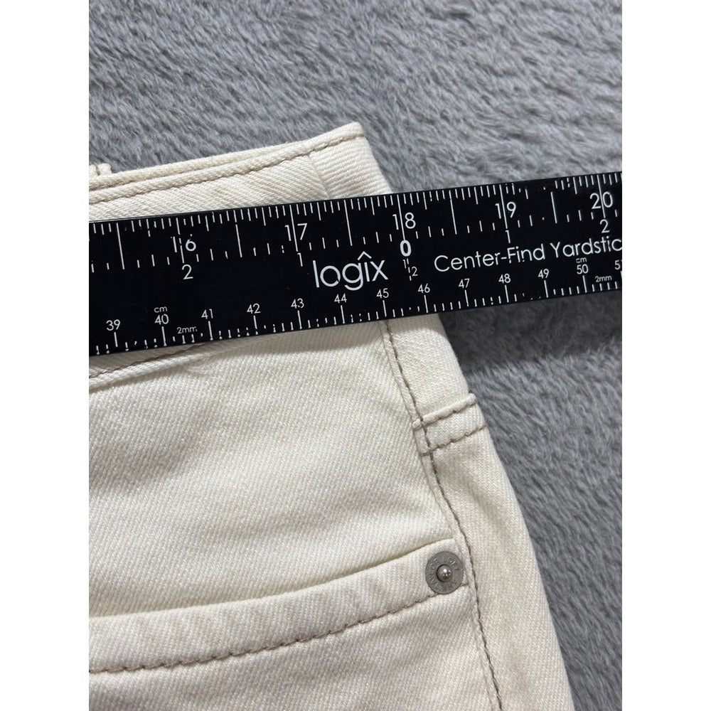 Ann Taylor LOFT 14 White Denim Mini Skirt Raw Hem Womens Casual