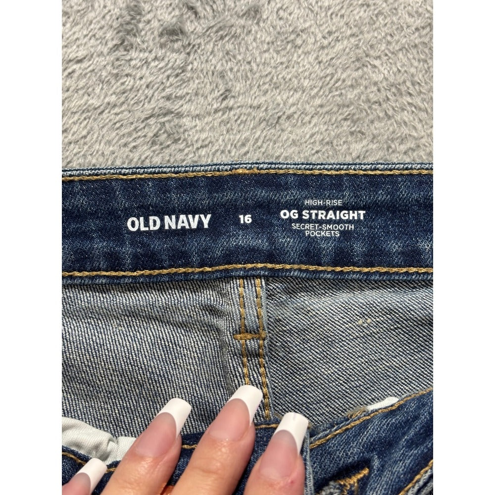 Old Navy 16 Blue OG Straight Cut-Off Denim Jean Shorts Womens Casual