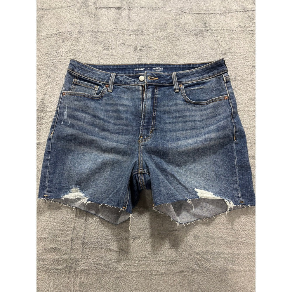 Old Navy 16 Blue OG Straight Cut-Off Denim Jean Shorts Womens Casual