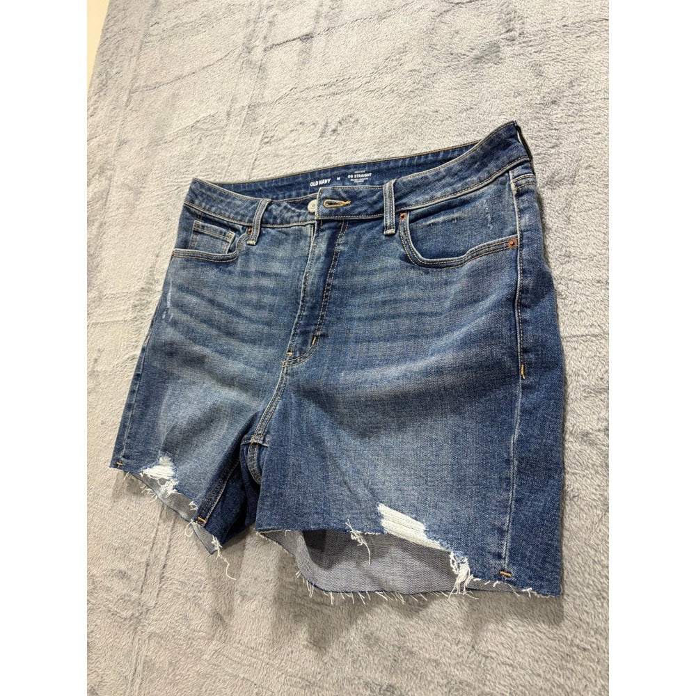 Old Navy 16 Blue OG Straight Cut-Off Denim Jean Shorts Womens Casual