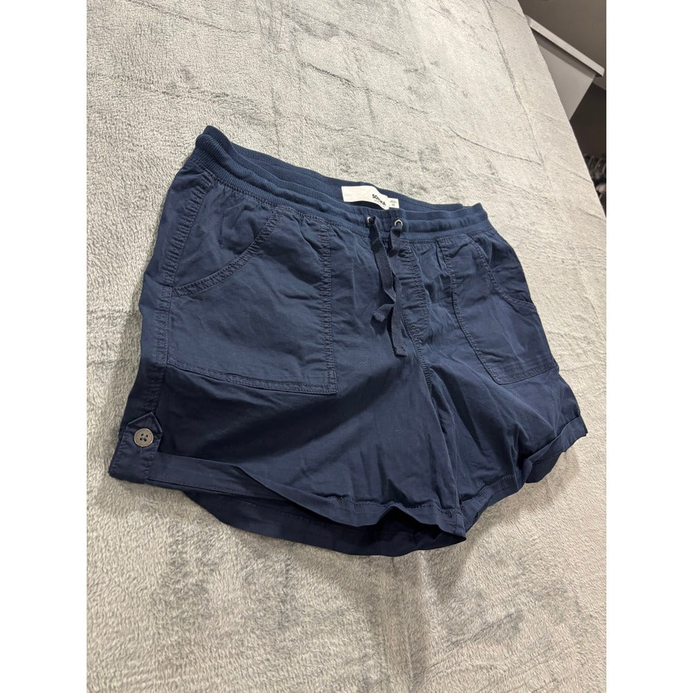 Sonoma 16 Navy Blue Womens Utility Shorts Drawstring Elastic Waist