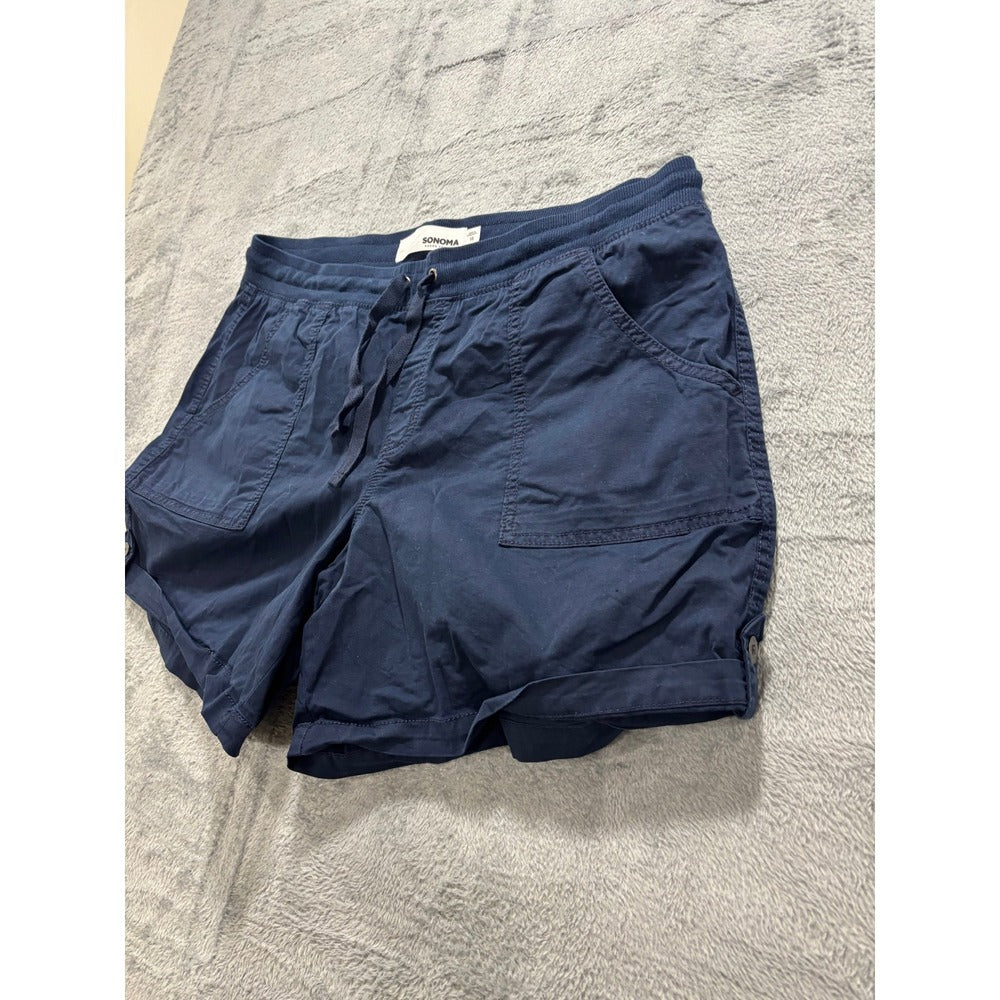 Sonoma 16 Navy Blue Womens Utility Shorts Drawstring Elastic Waist