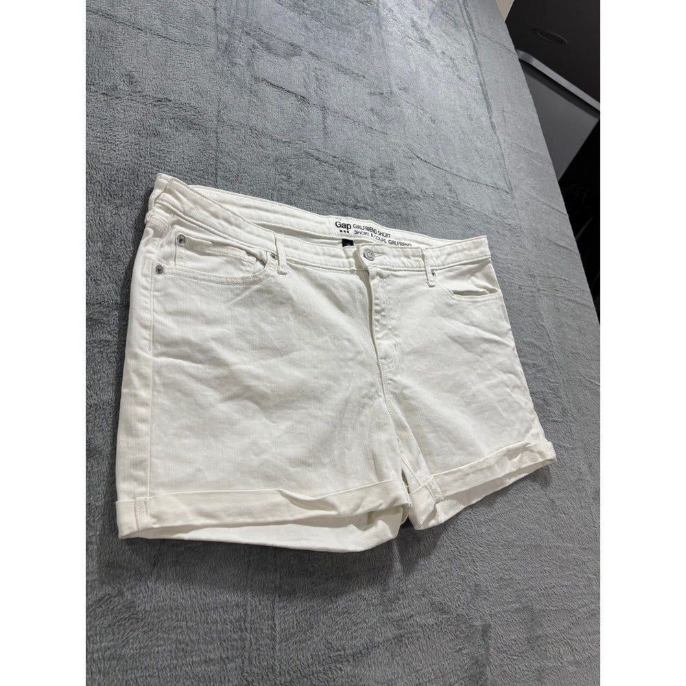 Gap 18R White Denim Girlfriend Shorts Womens Casual Coastal Stretch