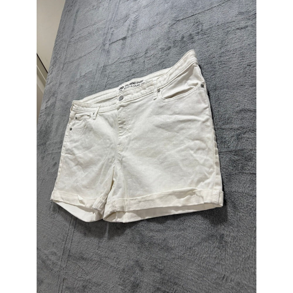 Gap 18R White Denim Girlfriend Shorts Womens Casual Coastal Stretch