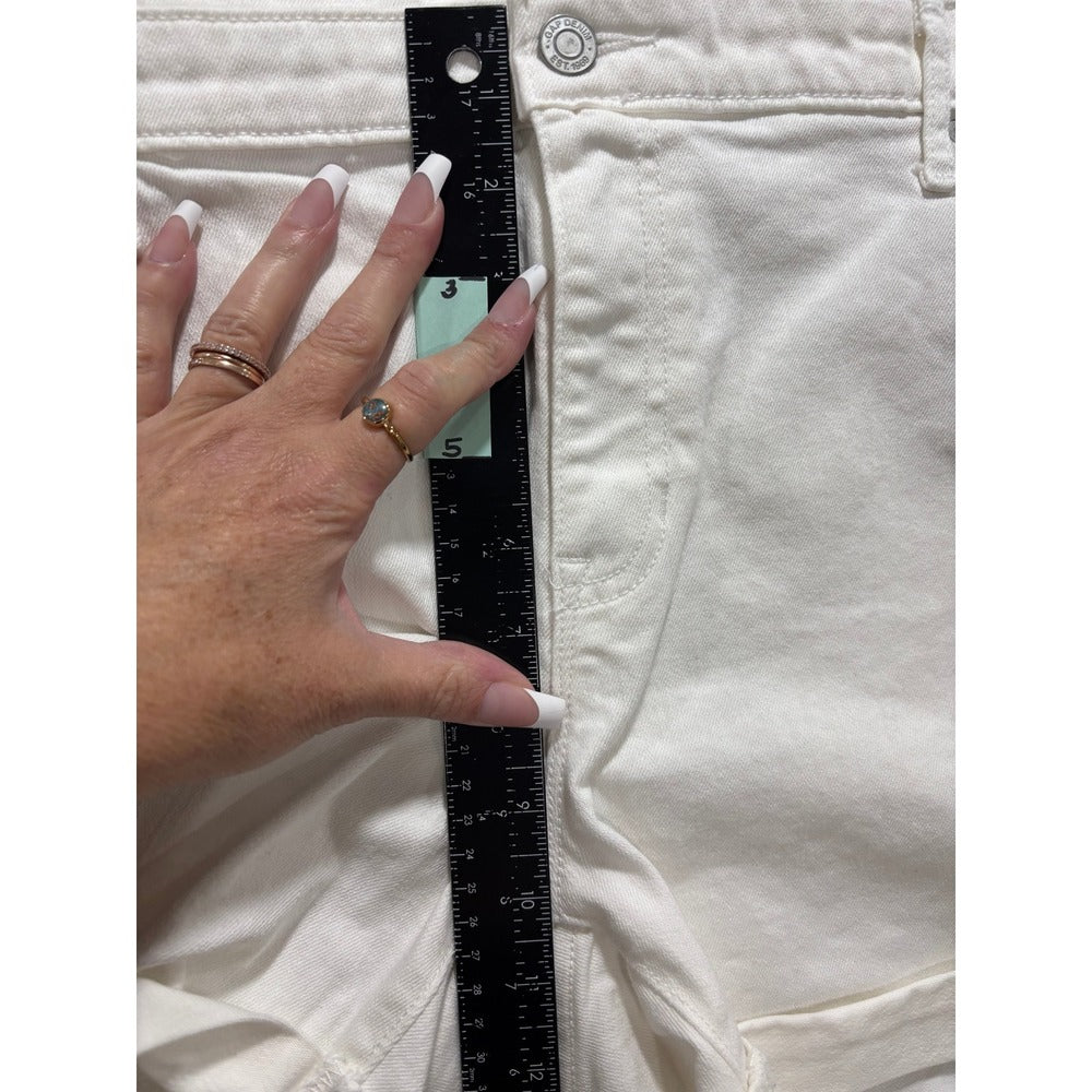 Gap 18R White Denim Girlfriend Shorts Womens Casual Coastal Stretch