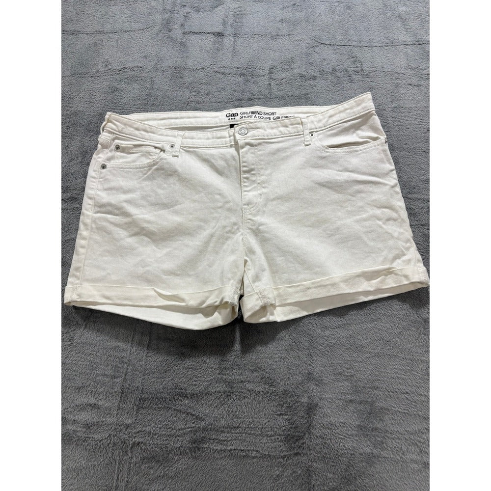 Gap 18R White Denim Girlfriend Shorts Womens Casual Coastal Stretch