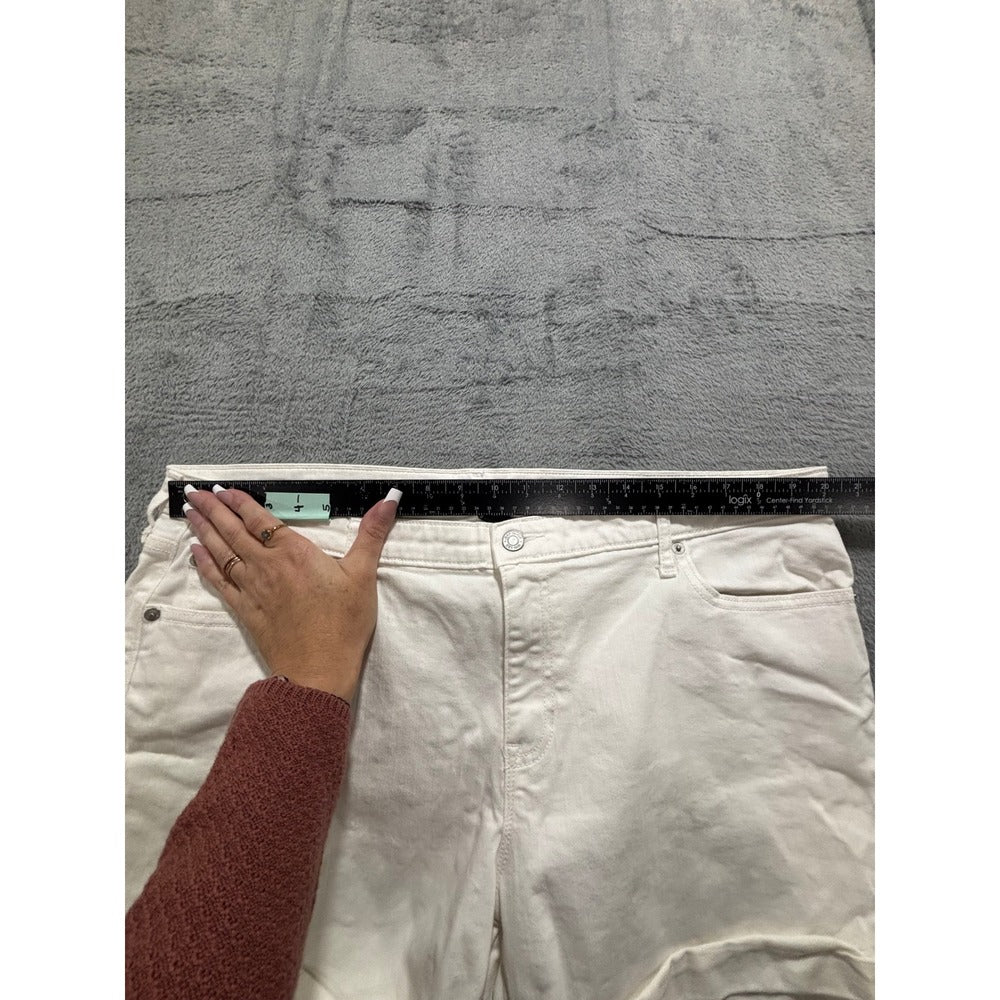 Gap 18R White Denim Girlfriend Shorts Womens Casual Coastal Stretch