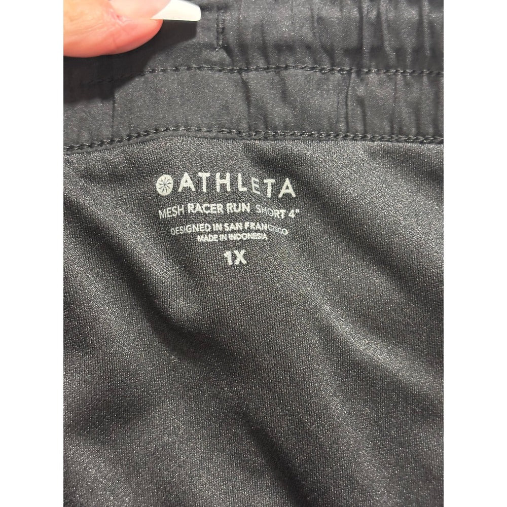 Athleta Mesh Racer Run Short 4in Womens 1X Black Running Athletic