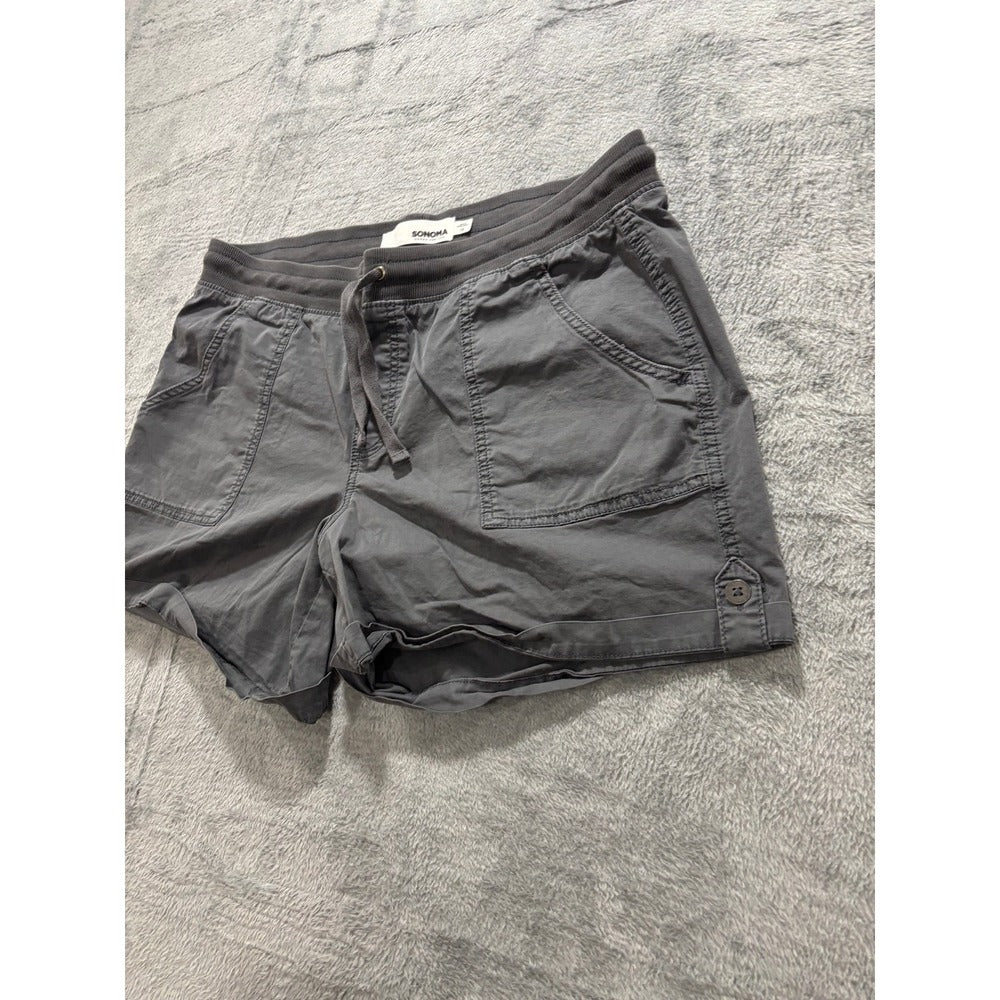 Sonoma Womens 16 Gray Casual Cargo Shorts Coastal Athleisure Summer Utility