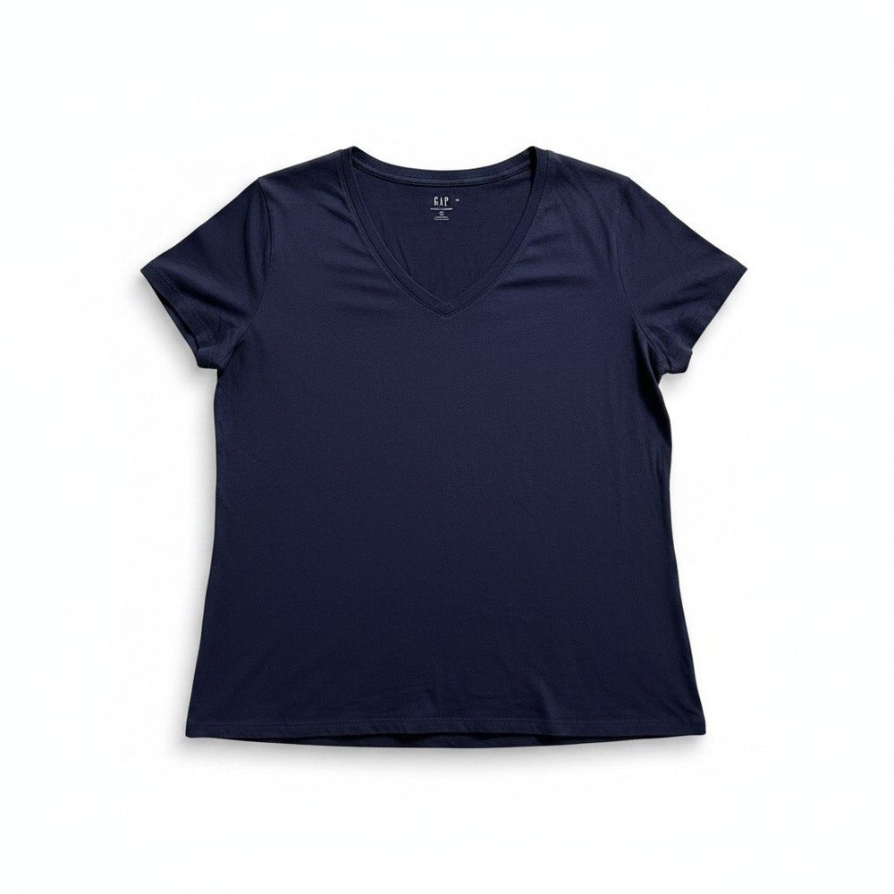 GAP XXL Navy Blue V-Neck Short Sleeve T-Shirt Womens Casual Essential Tunic