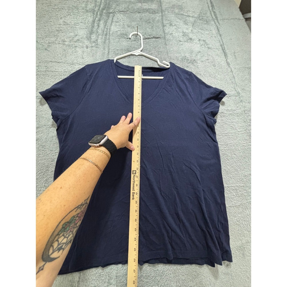 GAP XXL Navy Blue V-Neck Short Sleeve T-Shirt Womens Casual Essential Tunic