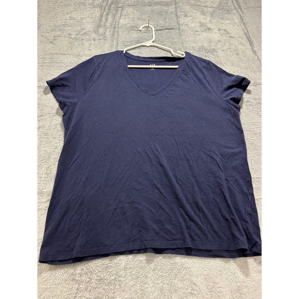 GAP XXL Navy Blue V-Neck Short Sleeve T-Shirt Womens Casual Essential Tunic