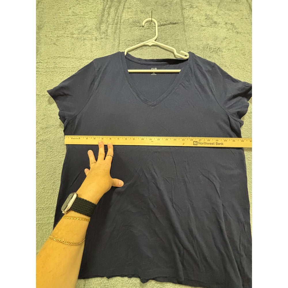 GAP XXL Navy Blue V-Neck Short Sleeve T-Shirt Womens Casual Essential Tunic