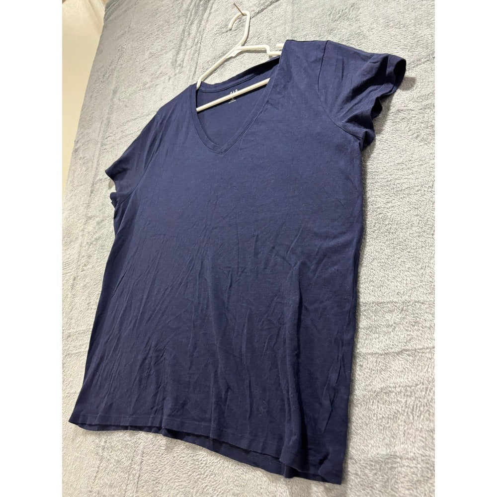 GAP XXL Navy Blue V-Neck Short Sleeve T-Shirt Womens Casual Essential Tunic