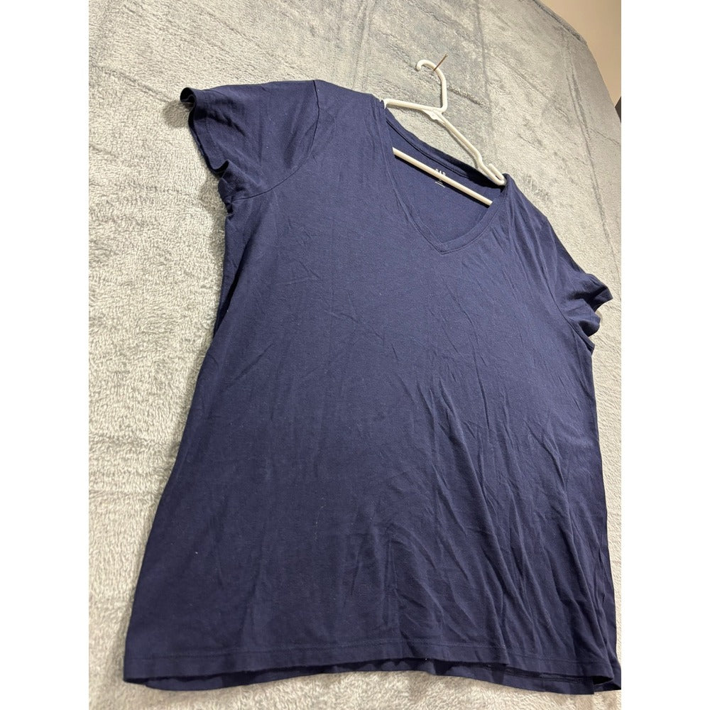 GAP XXL Navy Blue V-Neck Short Sleeve T-Shirt Womens Casual Essential Tunic