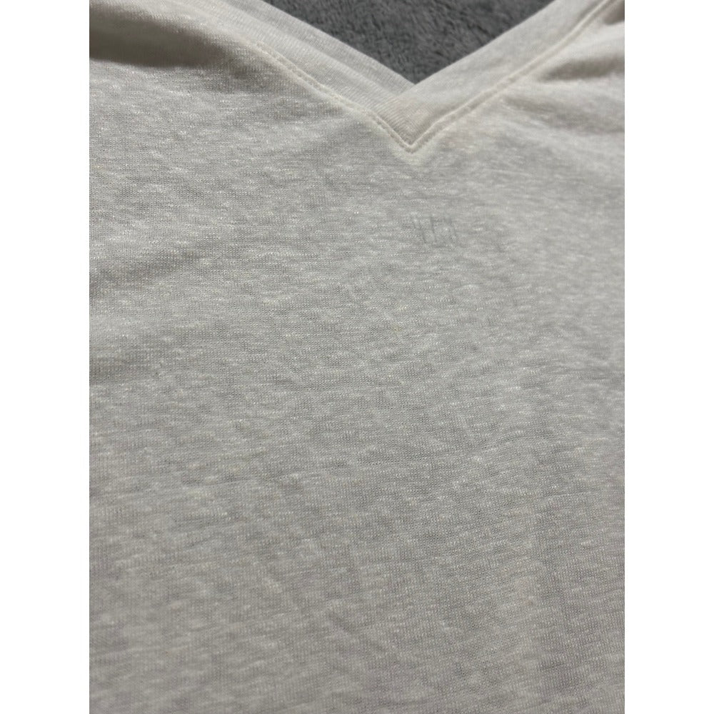 Gap XL White Gray Linen Blend V-Neck T-Shirt Womens 2 Pack Casual Cozy