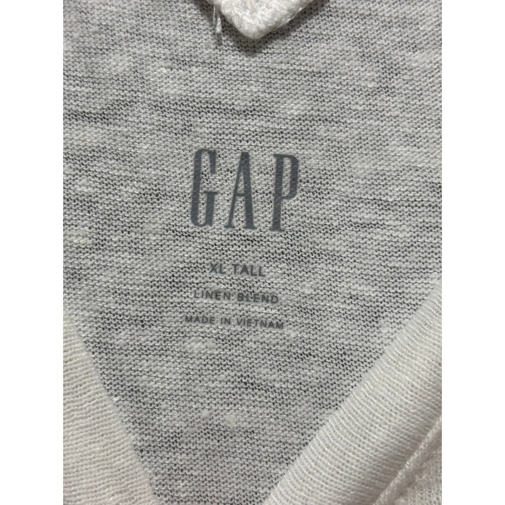 Gap XL White Gray Linen Blend V-Neck T-Shirt Womens 2 Pack Casual Cozy