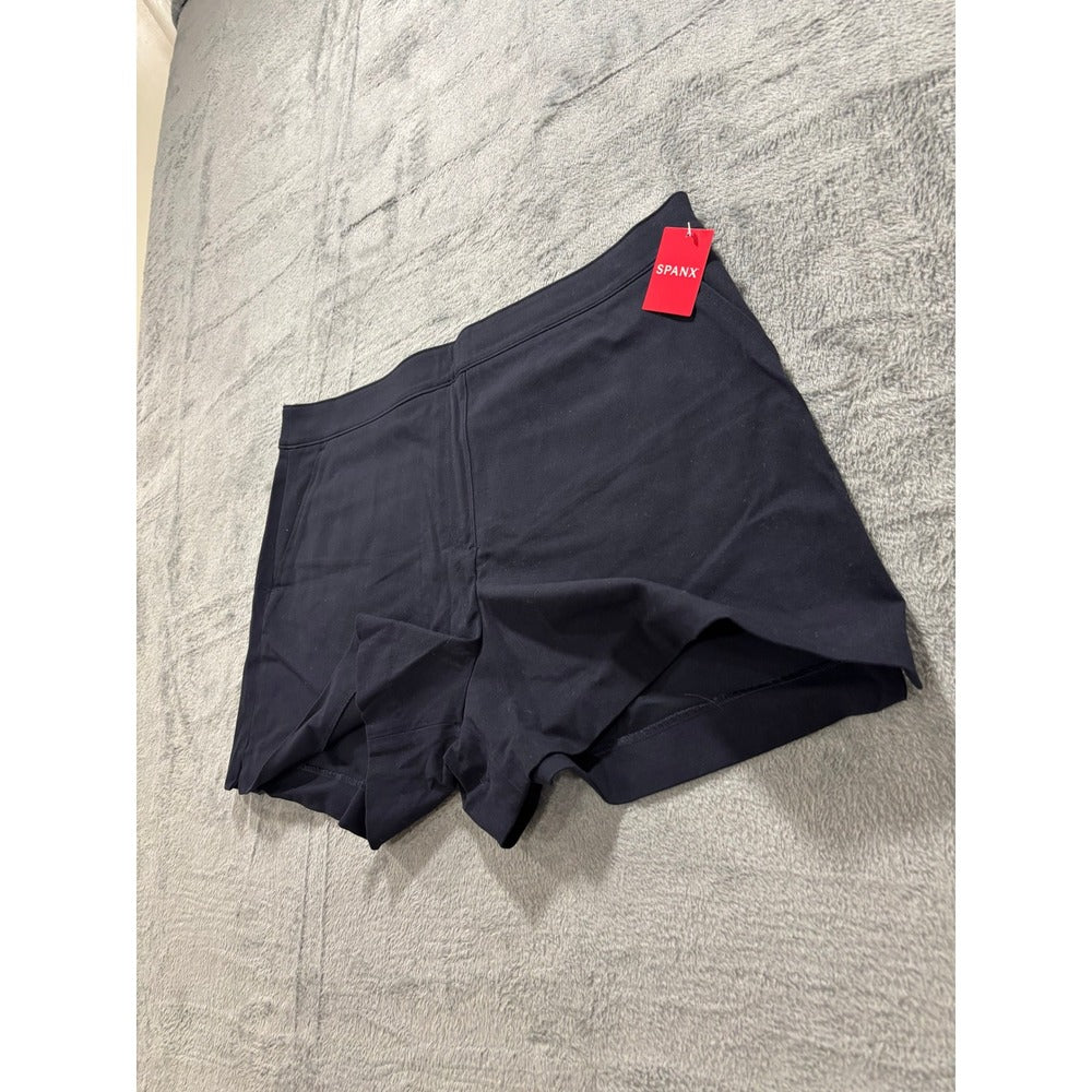 Spanx XL Classic Navy Polished 4" Short Womens Casual Athleisure Preppy