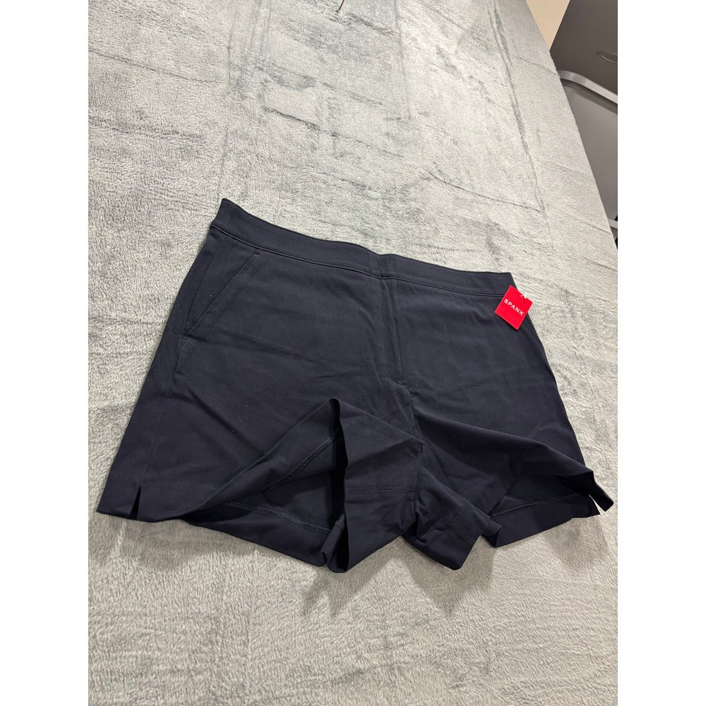 Spanx XL Classic Navy Polished 4" Short Womens Casual Athleisure Preppy