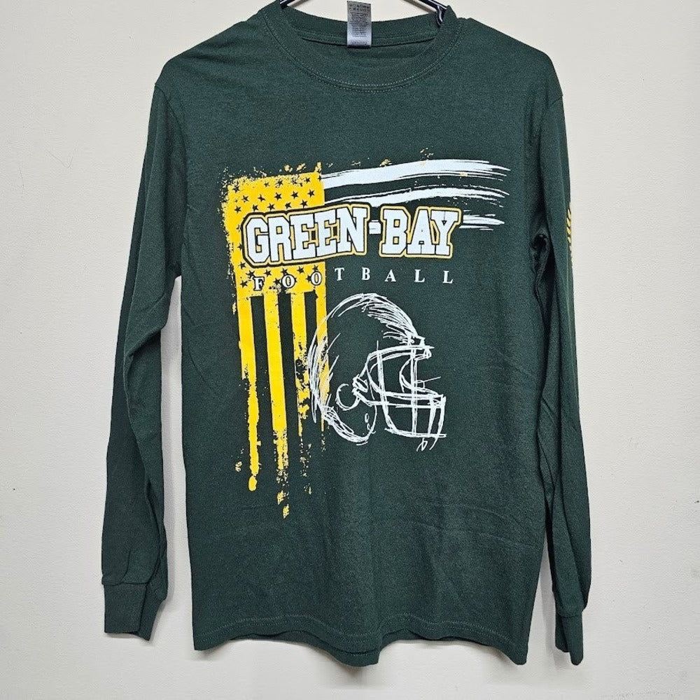 Green Bay Packers NFL Football Long Sleeve Graphic T-Shirt Men's S Green Yellow