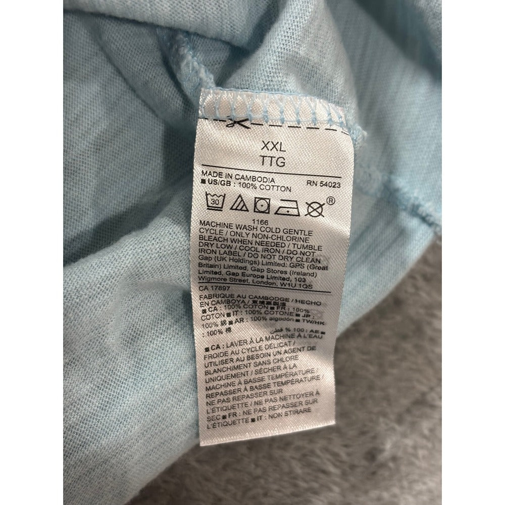 GAP XXL Light Blue V-Neck Easy Tee Womens Short Sleeve Casual Cotton Shirt