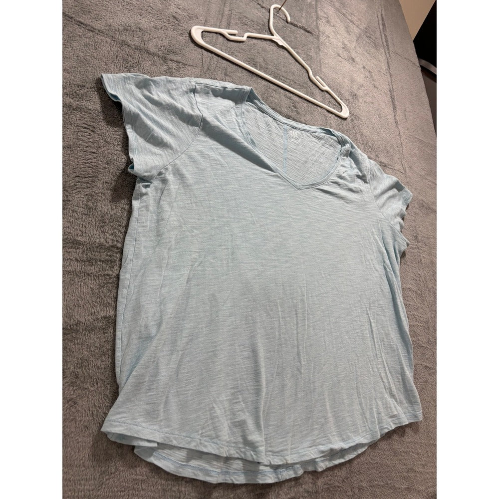 GAP XXL Light Blue V-Neck Easy Tee Womens Short Sleeve Casual Cotton Shirt