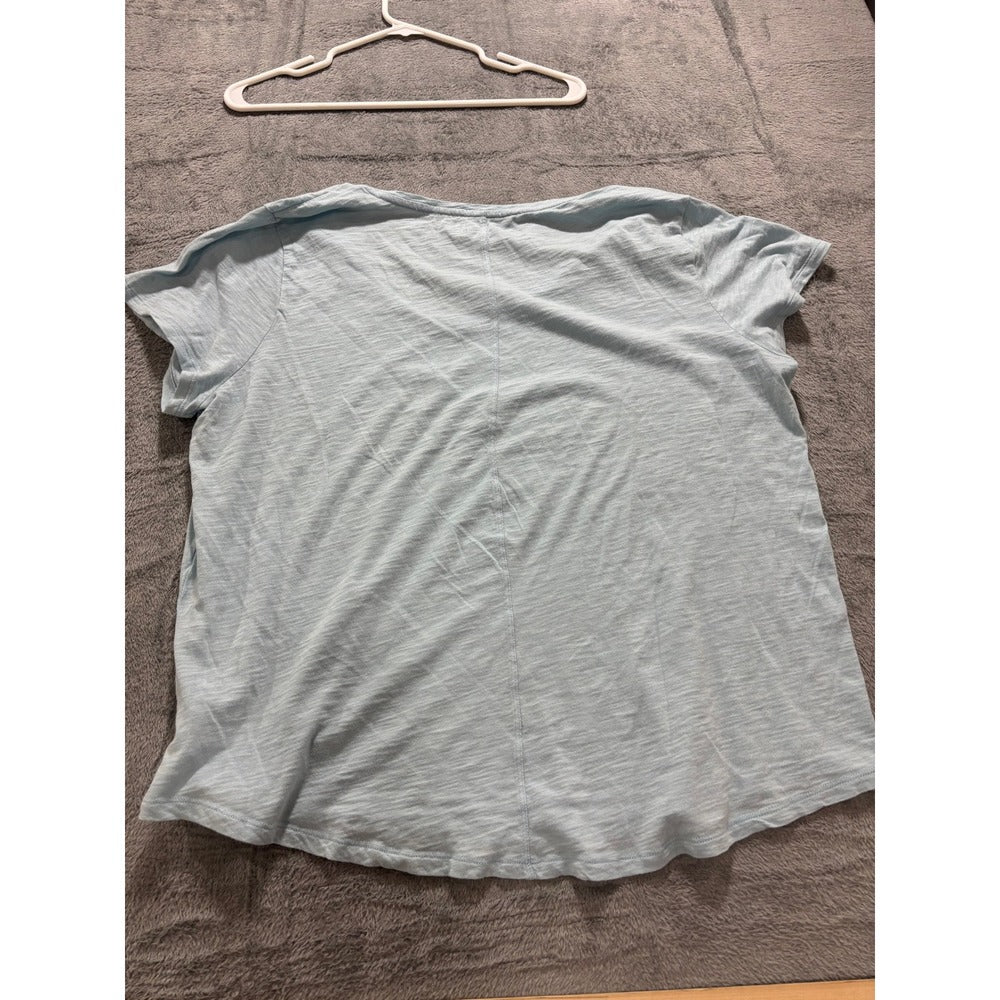 GAP XXL Light Blue V-Neck Easy Tee Womens Short Sleeve Casual Cotton Shirt